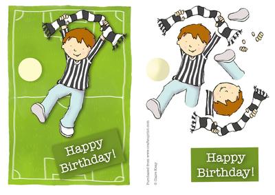 Football Supporter Happy Birthday Quick Card (black, White)