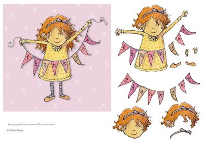Girl with 'thank You' Bunting Quick Card