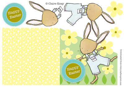 Diagonal Over the Edge Easter Bunny Card