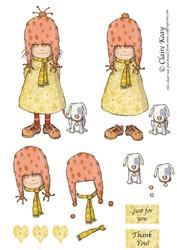 Girl and Her Little Dog Step by Step Decoupage Sheet