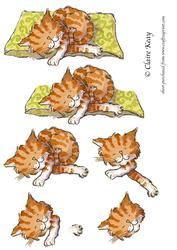 Watercolour Cat Step by Step Decoupage Craft Sheet