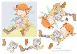 Sweet Fairy Holding Kitten Step by Step Decoupage Quick Card
