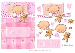 Baby Girl and Teddy Decoupage Sheet