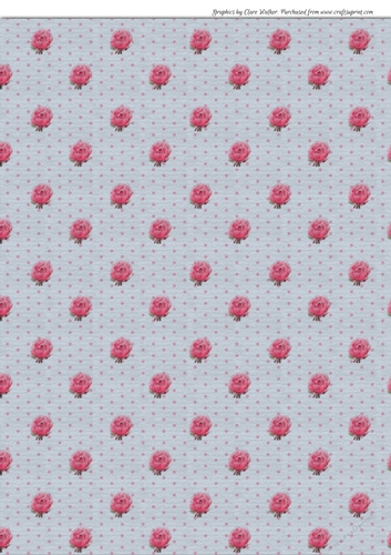 PINK ROSES & POLKA DOTS: Multi-Directional A4 Background/Backing Paper With Commercial Use