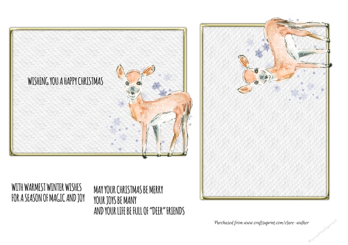 2 DEER CHRISTMAS INSERTS: 1 Blank, 1 With Verse, Plus 2 Bonus Verses and Commercial Use