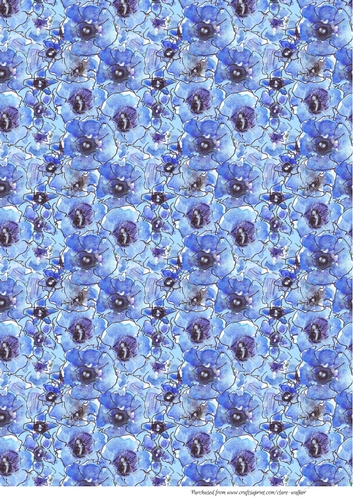 GENTIANS BACKGROUND: A4 Blue Floral Background/Backing Paper With Commercial Use