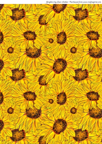 SUNFLOWER BACKGROUND: A4 Multi-Directional Golden Yellow Floral Patterned Backing Paper