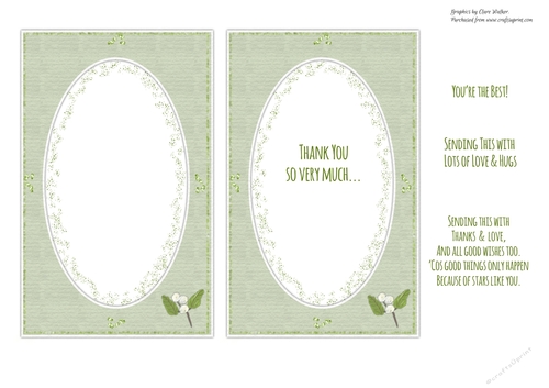 2 SNOWBERRY INSERTS: 1 Blank, 1 With Thank You Verse, Plus 3 Bonus Sentiments/Verses  