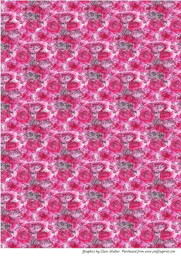 WATERCOLOUR CARNATIONS: A4 Hot Pink Watercolour Carnation Patterned Background/Backing Paper