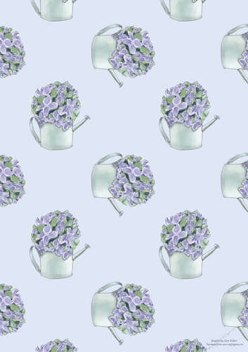 FLORAL WATERING CAN PATTERNED BACKGROUND: A4 Multi-Directional Floral Watering Can Backing Paper