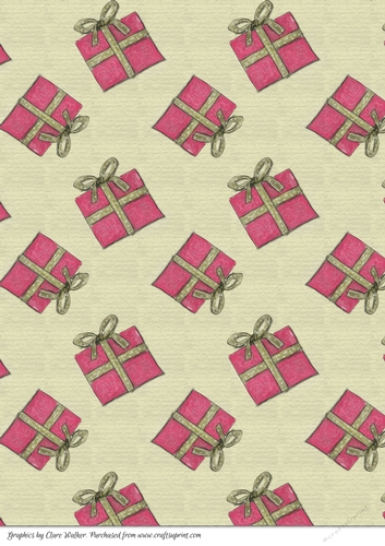 CHRISTMAS PRESENTS BACKGROUND: A4 Red and Gold Patterned Multi-Directional Backing Paper 