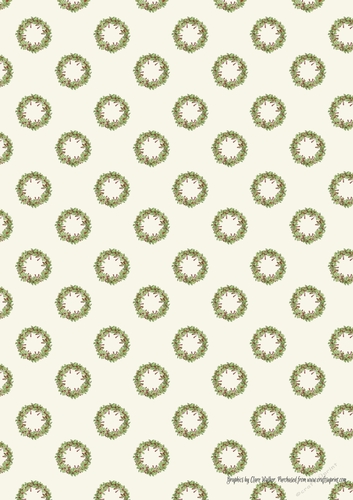 2 CHRISTMAS HOLLY WREATH POLKA DOT BACKGROUND: A4  Multi-Directional Patterned Backing Paper