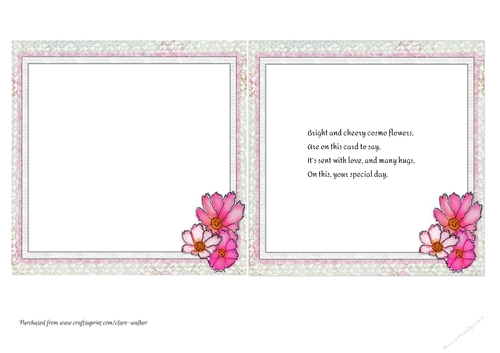 2 PINK COSMOS  AND LACE INSERTS: 1 Blank, 1 With Verse
