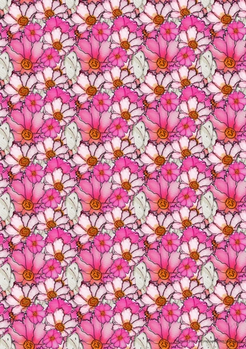 PINK COSMOS FLORAL BACKGROUND: A4 Patterned Backing Paper