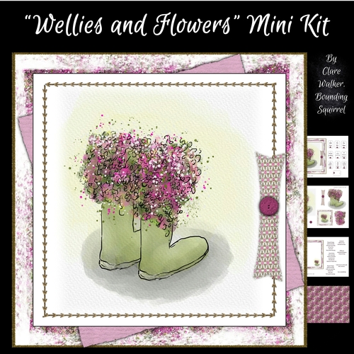 WELLIES AND FLOWERS: 4-Page All-Occasion Floral Mini Kit
