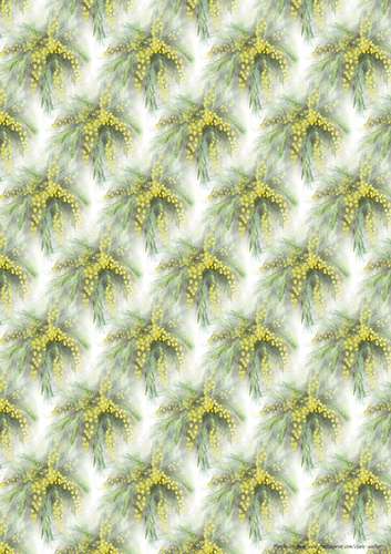 MIMOSA FLORAL BACKGROUND: A4 Yellow Flower Patterned Backing Paper