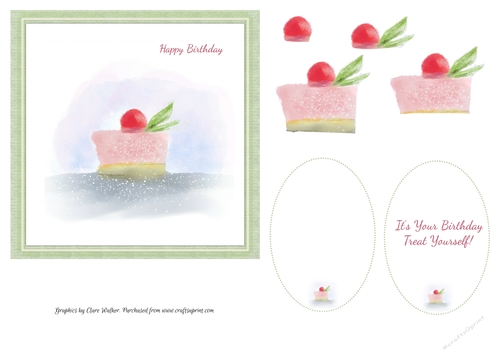 SWEET TREAT BIRTHDAY TOPPER: 7x7 Combined Card Topper and Insert Sheet