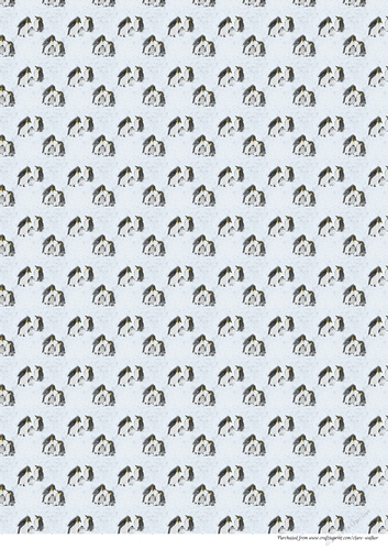 PENGUIN FAMILY BACKGROUND PAPER: A4 Cute Watercolour Penguin Patterned Digital Paper/Backing Paper