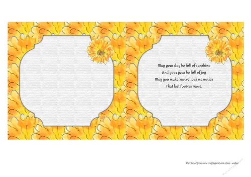 2 ORANGE FLORAL FAUX DIE CUT INSERTS: 1 Blank, One With Verse