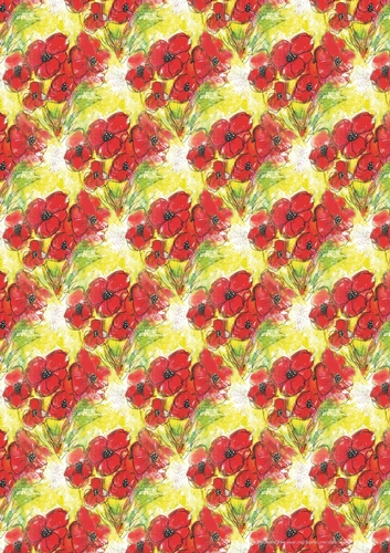 POPPY CLUSTER BACKGROUND: A4 Red Poppies Floral Patterned Backing Paper