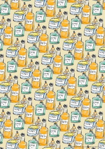 PEACE LOVE AND JOY POTION BOTTLES: A4 Patterned Background/Backing Paper for Halloween, Whimsical and Fantasy Projects