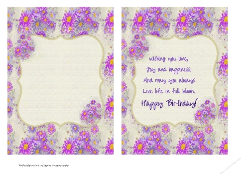 PINK & PURPLE ASTER FLOWER INSERTS: 5x7 Floral Birthday Inserts, 1 Blank, 1 With Verse