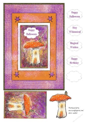 WHIMSICAL FAIRY MUSHROOM: A5 Quick Card Front for Cosy Halloween & Other Occasions With Easy Decoupage