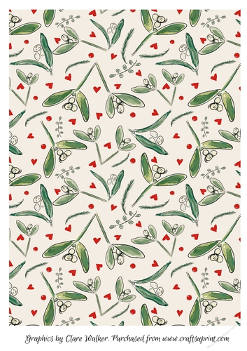 CHRISTMAS MISTLETOE & BERRIES BACKGROUND:  (Includes Commercial Use)