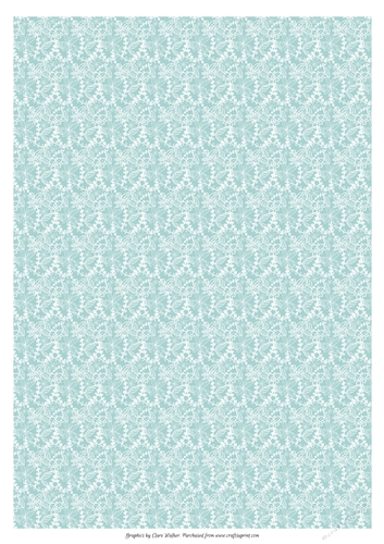 Christmas/Winter Lace Effect Background in Aqua & White: A4 With Commercial Use