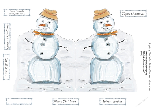 CHRISTMAS SNOWMAN-Shaped Card,with 7 Sentiment Tags and Commercial Use