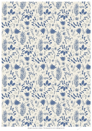 BOTANICAL LEAF PRINT BACKGROUND in Blue, A4-Sized With Commercial Use