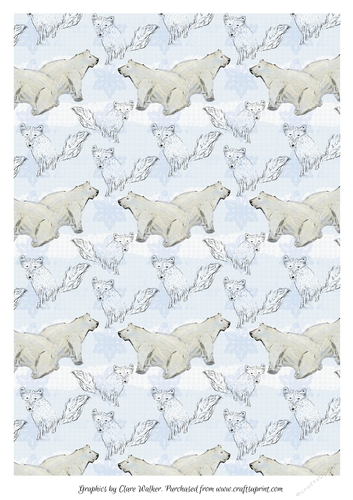 Polar Bear Background: A4 Polar Bear & Arctic Fox Winter/Christmas Design