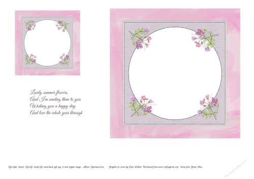 SWEET PEAS: Floral Insert With Optional Verse and Bonus Gift Tag/Back/Small Topper Image