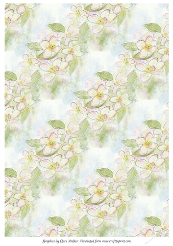 APPLE BLOSSOM BACKGROUND/BACKING PAPER: A4 with Commercial Use