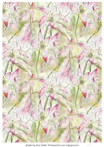 STARGAZER LILIES BACKGROUND/BACKING PAPER: A4 with Commercial Use