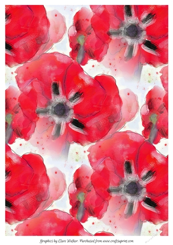 RED POPPY BACKGROUND: A4 Poppy Background/Backing Paper With Commercial Use.