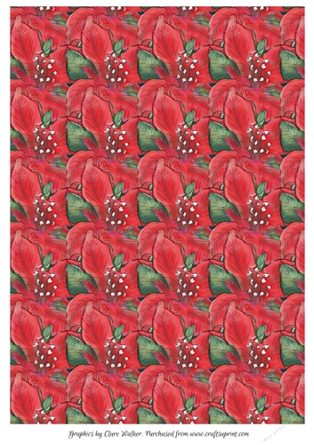 CHRISTMAS POINSETTIA: A4 Background/Backing Paper, With Commercial Use
