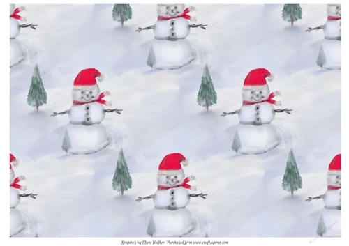 CHRISTMAS SNOWMAN SANTA : A4 Background/Backing Paper With Commercial Use
