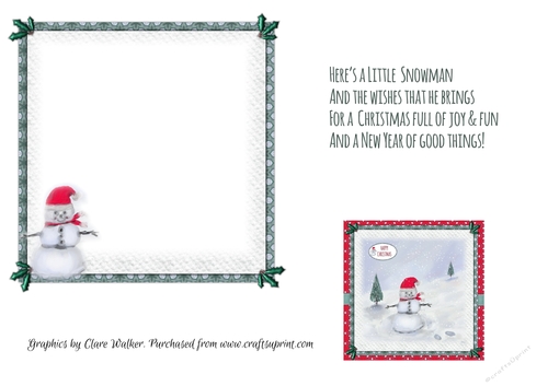 CHRISTMAS SNOWMAN SANTA INSERT: Blank Insert With Optional Snowman Verse, Bonus Gift Tag/Mini Topper & Commercial Use