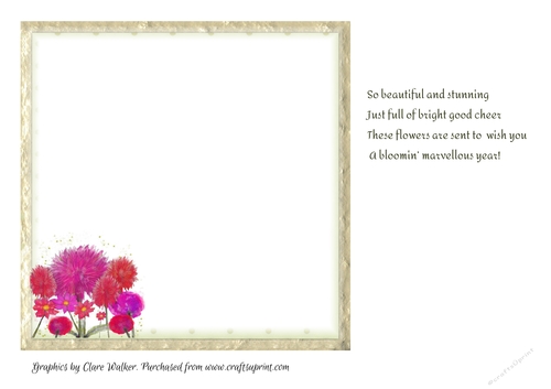 DAHLIAS: 7x7 Floral Insert With Optional Birthday Verse, and Commercial Use