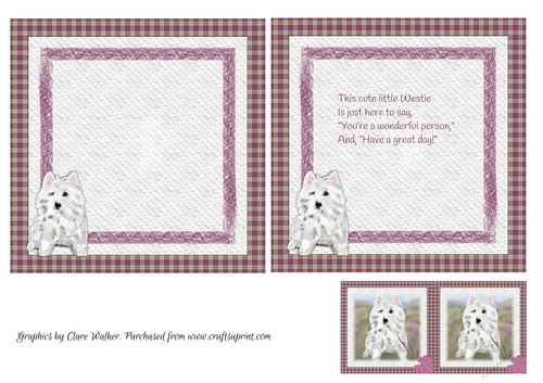 WESTIE INSERTS: Two Inserts, (One Blank, One with Verse) & Bonus Mini Gift Tag/Topper With Commercial Use