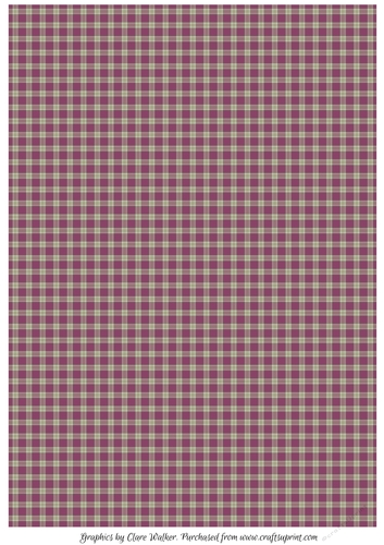 PLAID/TARTAN BACKGROUND IN HEATHER COLOURS: A4 Patterned Background/Backing Paper, With Commercial Use