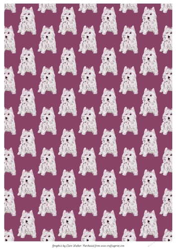 CUTE WESTIES: A4  Westie-Patterned Background/Backing Paper, With Commercial Use