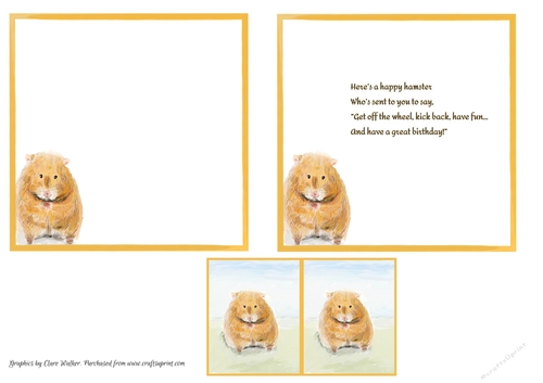 HAMSTER INSERTS: 5x5, One Blank, One with Birthday Verse, Plus Mini Gift Tag & Commercial Use