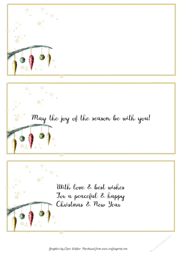 3 CHRISTMAS ORNAMENT INSERTS: 1 Blank, 2 With Messages/Verse Commercial Use Included