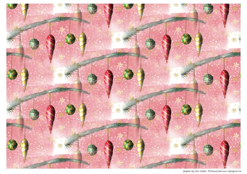 CHRISTMAS ORNAMENT BACKGROUND/BACKING PAPER: A4 Horizontal Orientation With Commercial Use