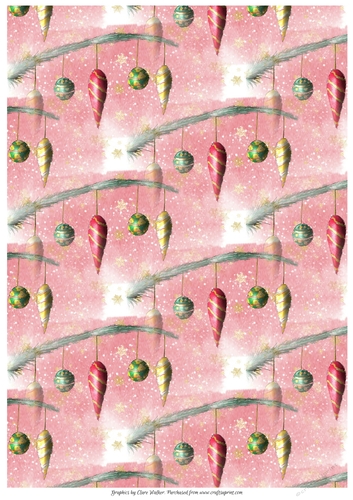 CHRISTMAS ORNAMENT BACKGROUND/BACKING PAPER: A4 Vertical Orientation With Commercial Use