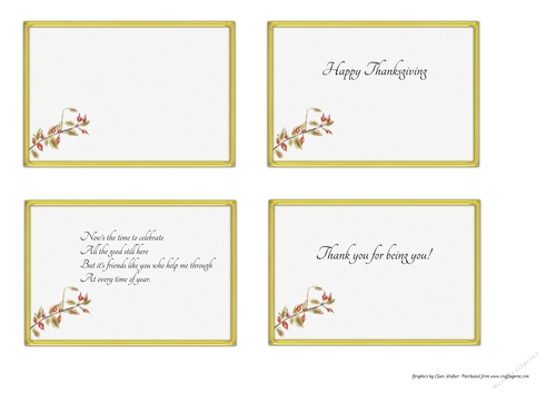 4 THANKSGIVING/GRATITUDE BERRY INSERTS:1 Blank, 3 with Verses