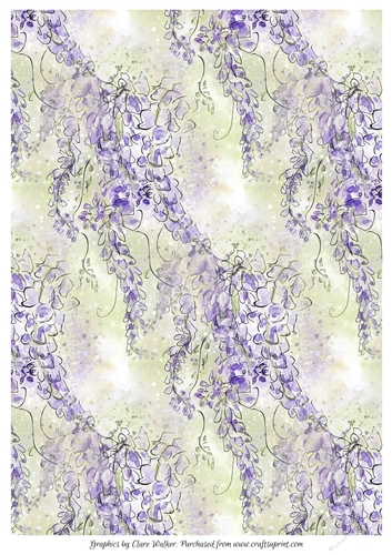 WISTERIA: A4 Purple Floral Background/Backing Paper With Commercial Use 