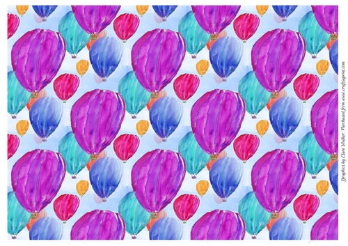 HOT AIR BALLOONS:A4 Background/Backing Paper, With Commercial Use